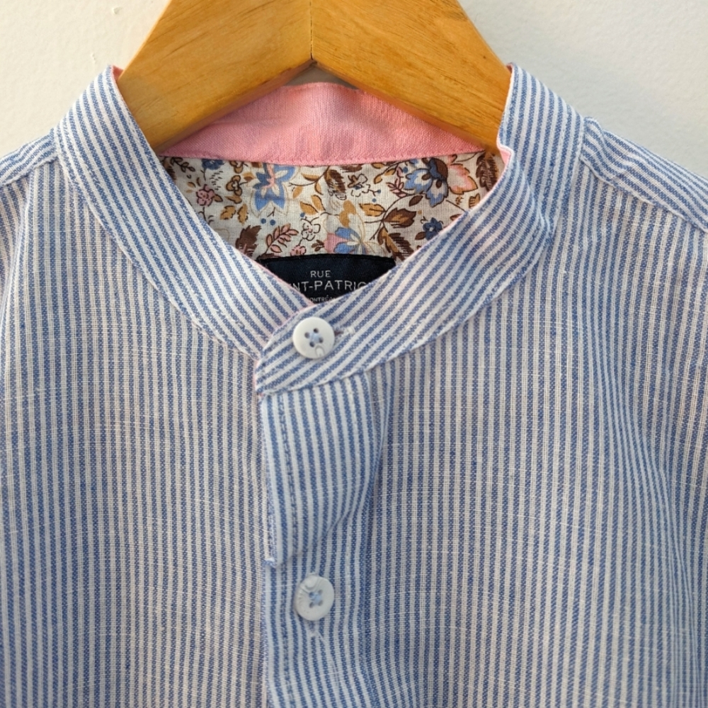 NWT Rue St.Patrick Linen Blend Mandarin Collar shirt